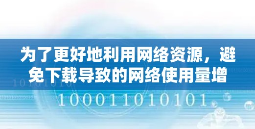 为了更好地利用网络资源，避免下载导致的网络使用量增加，建议采取以下步骤